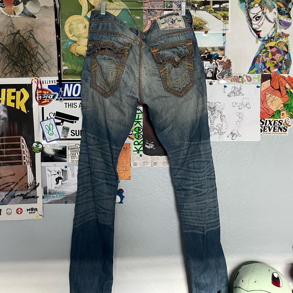 Men’s Blue & Yellow/Gold True Religion Jeans - Waist 31 Skinny fit